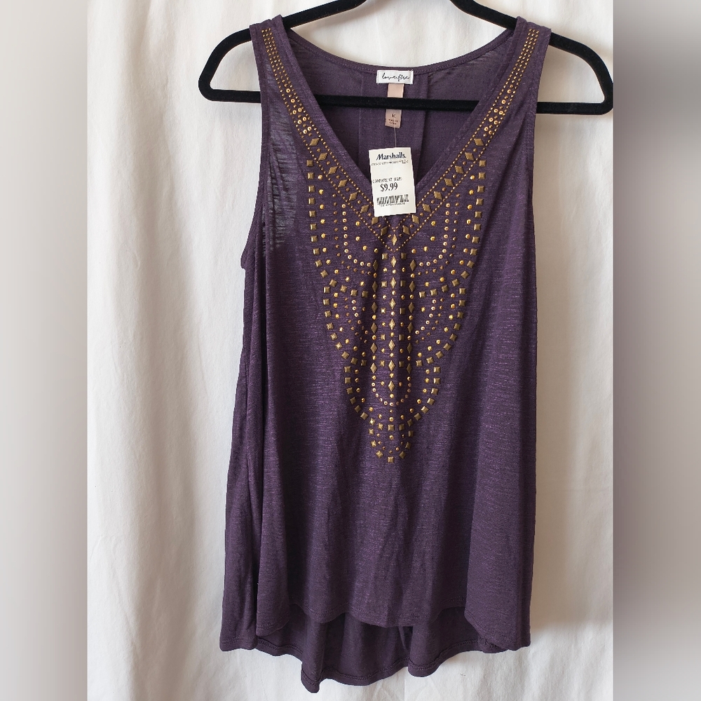 Chic Purple Tank Top with Gold Studs